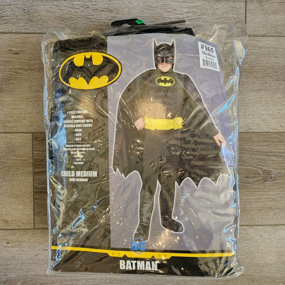 Batman Costume M 8-10 YRS Rubie's Child's Super DC Heroes Deluxe Muscle Chest